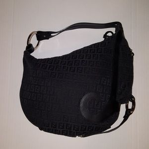 RARE Vintage Fendi Jacquard Monogram Logo Purse, Black on Black - PRICE FIRM